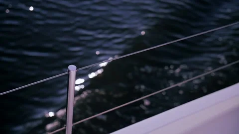 Deck of the yacht against the background of reflections of water Stock Footage 221628261