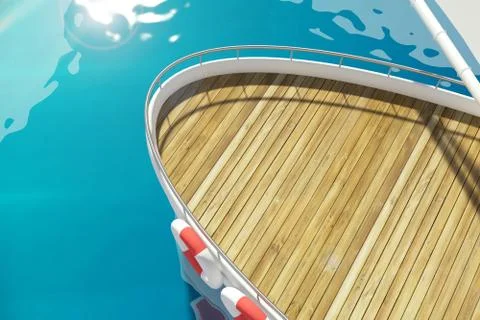Deck of the yacht at the pier Stock Illustration