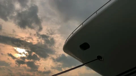 Deck of a yacht at sunset Stock Footage 167590469