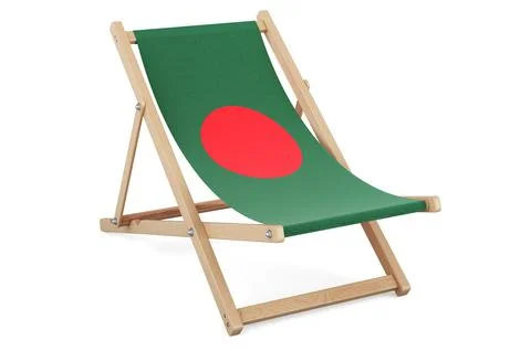 Deckchair with Bangladeshi flag. Bangladesh vacation, tours, travel packages, Stock Illustration