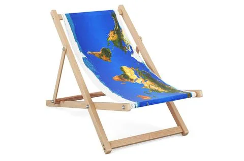 Deckchair with Earth map textue. 3D rendering 스톡 일러스트