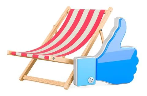 Deckchair with like icon, 3D rendering Deckchair with like icon, 3D render... 스톡 사진