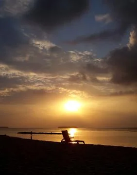 Deckchair sunset Foto stock