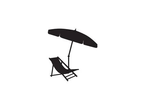 Deckchair umbrella summer beach holiday symbol silhouette icon. Chaise longue Stockillustratie