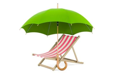 Deckchair under umbrella, 3D rendering Deckchair under umbrella, 3D render... 스톡 사진