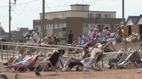 Deckchairs on Beach Stock Footage 18010454