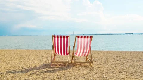 Deckchairs on Southend Beach Stock Footage 62274098