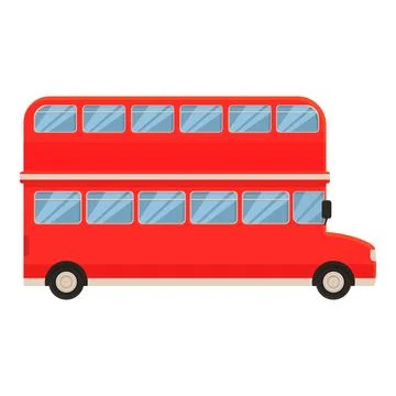 Decker red bus icon cartoon vector. Truck side tourism Stock Illustration