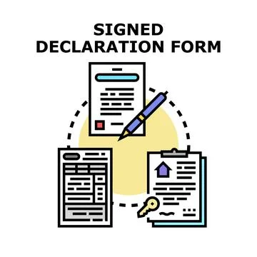 Declaration form signing process documents concepts vector illustration 스톡 일러스트