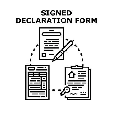 Declaration form signing process documents concepts vector illustration 스톡 일러스트