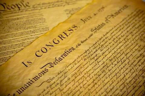 The Declaration of Independence and Constitution of the USA Stock Photos