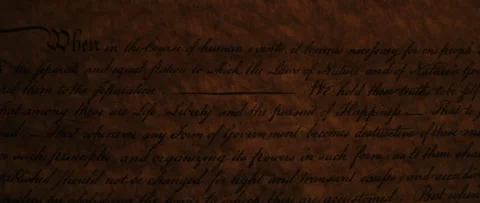 Declaration of Independence First/opening paragraph by flickering candle light Stock Footage 224937610