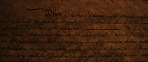 Declaration of Independence First/opening paragraph by flickering candle light Stock Footage 224948410