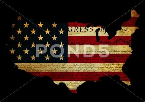 Declaration of independence grunge america map flag Stock Illustration