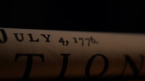 Declaration of Independence - July 4, 1776 - Rolled on Table Stock Footage 95952493