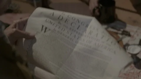Declaration of Independence - Man reads document in Tavern Stock-Footage 95952213
