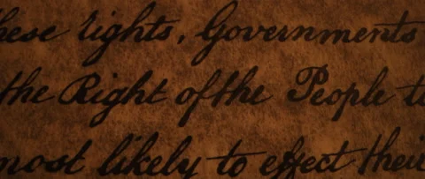 Declaration of Independence Right of the People is highlighted by flickering can Stock Footage 224920822