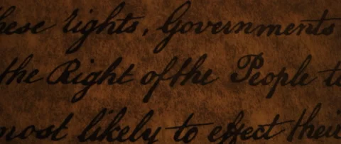 Declaration of Independence Right of the People is highlighted pan by flickering Stock Footage 224932112
