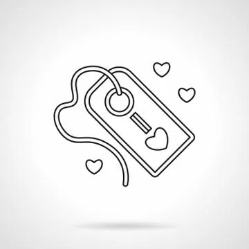 Declaration of love label flat line vector icon Stock Illustration