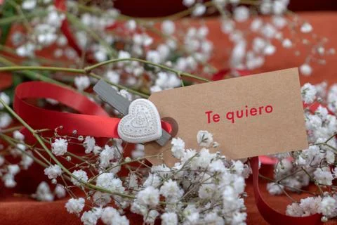 Declaration of love written in Spanish "Te quiero" (te quiero is I love you writ Stock Photos