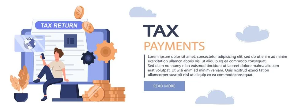 Declaration programs, easy reporting, tax website Illustrazione stock