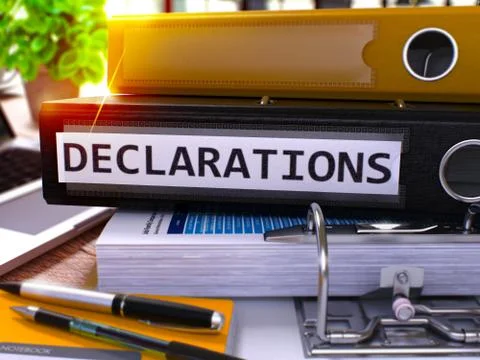 Declarations on Black Ring Binder. Blurred, Toned Image Stock Illustration