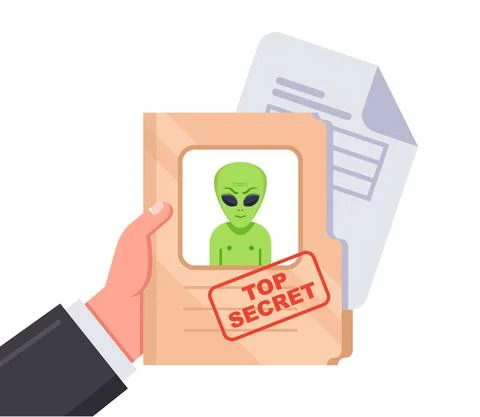 Declassified data on aliens. documents about extraterrestrial civilizations. Stock-Illustration