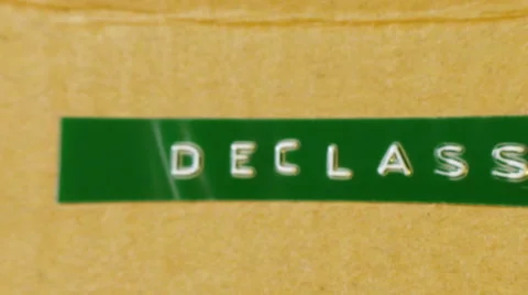 Declassified label on package documents CLOSE Stock Footage 58422674