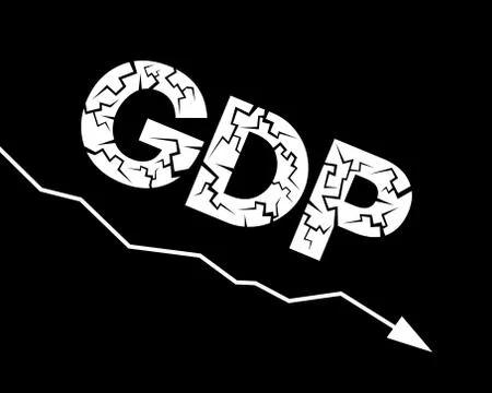 Decline and decrease of GDP ( Gross domestic product ) - failure and breakdow Stock Illustration