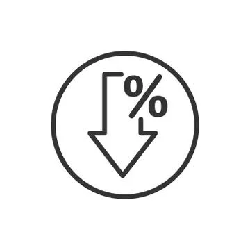 Decline arrow icon in flat style. Decrease vector illustration on white isola Stock Illustration