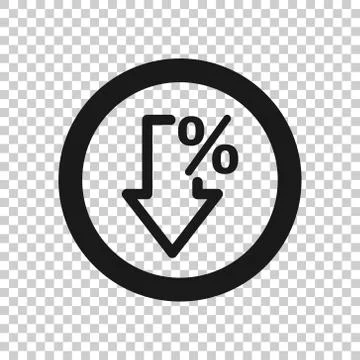 Decline arrow icon in flat style. Decrease vector illustration on white isola Stock Illustration