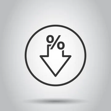 Decline arrow icon in flat style. Decrease vector illustration on white isola Stock Illustration