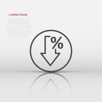 Decline arrow icon in flat style. Decrease vector illustration on white iso.. Stock Illustration