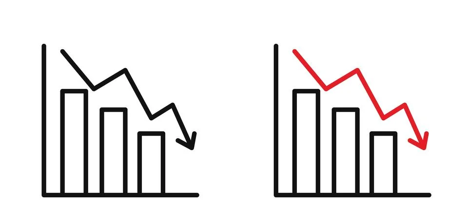 Decline Chart Icon Illustrating Decrease in Performance, Economic Downturn,.. Stock Illustration