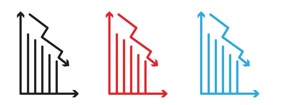 Decline Chart Icon Illustrating Decrease in Performance, Economic Downturn,.. Stock Illustration