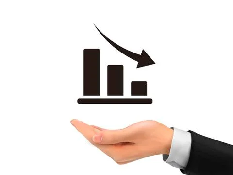Decline graph holding by realistic hand Illustrazione stock