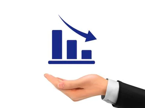 Decline graph holding by realistic hand Stock Illustration