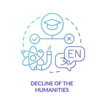 Decline of humanities blue gradient concept icon Stock Illustration