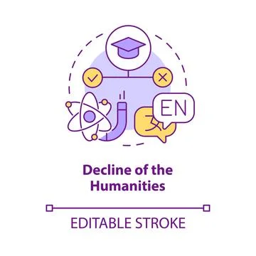 Decline of humanities concept icon Stock Illustration
