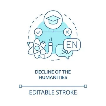 Decline of humanities turquoise concept icon Stock Illustration
