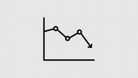 Decline Line Chart  Icon Animation Seamless Loop 4K Transparent Background Stock Footage 325828983