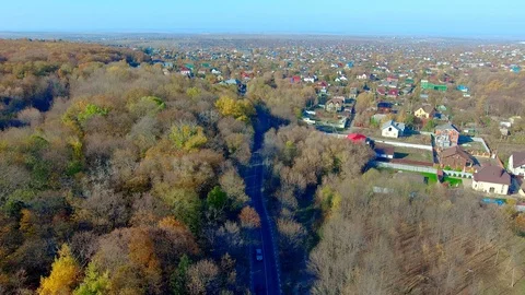 Decline over autumn road Stock Footage 100975653