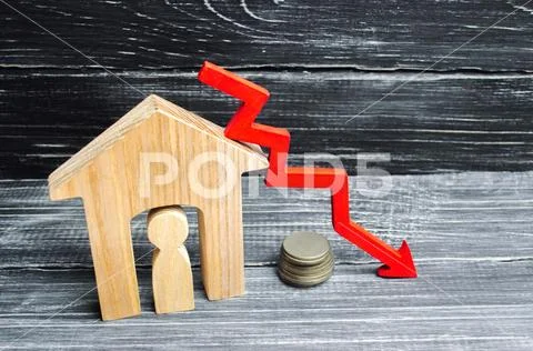A decline in property prices. population decline. falling interest on the mor Stock Photos