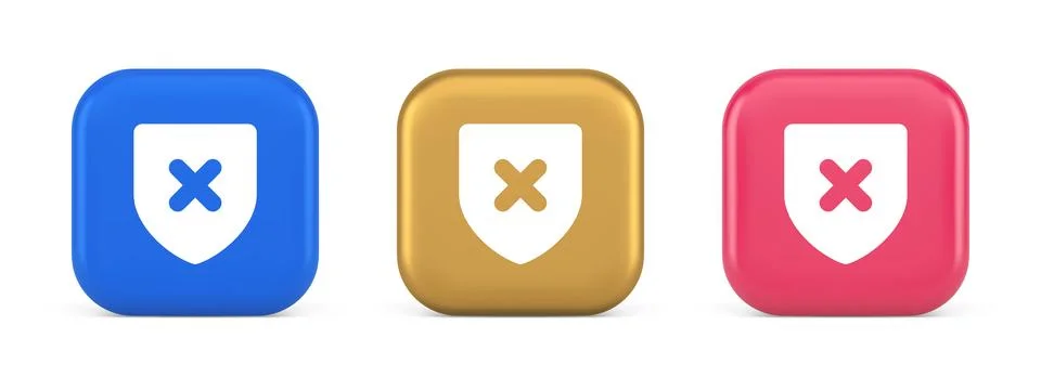Decline shield button cross mark wrong unsend defense virtual guard 3d real.. Stock Illustration