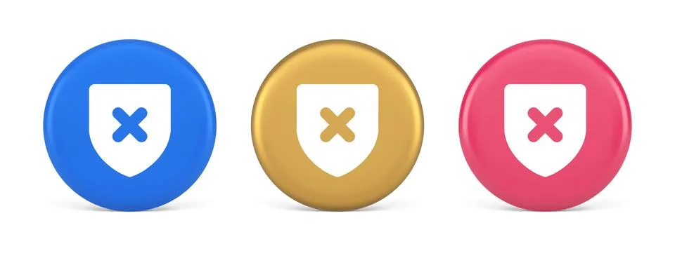 Decline shield button cross mark wrong unsend defense virtual guard 3d real.. Stock Illustration
