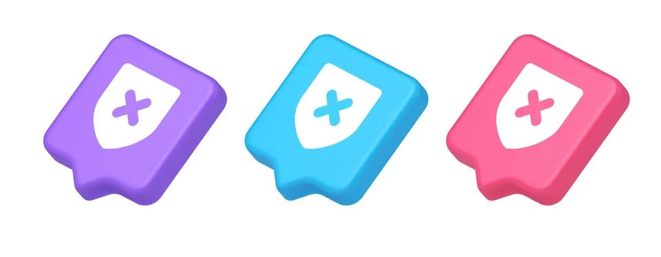 Decline shield button cross mark wrong unsend defense virtual guard 3d realis 스톡 일러스트