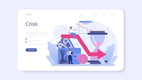 Decline stage web banner or landing page. Finance crisis Stock Illustration