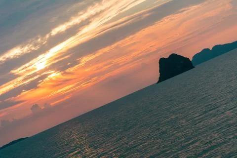 Decline sunset on the sea. Stock Photos