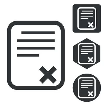 Declined document icon set, monochrome Stock Illustration