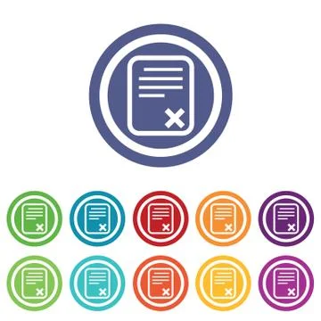 Declined document signs colored set Stock Illustration